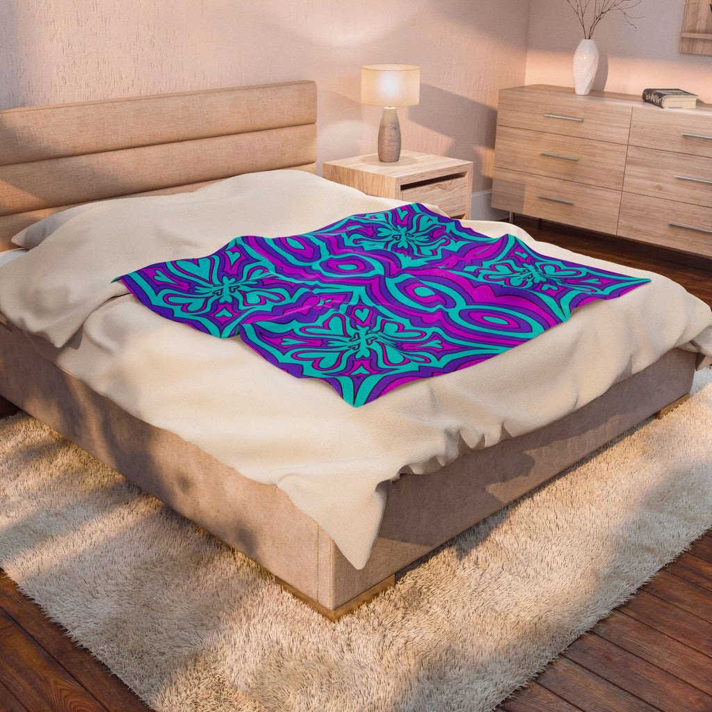 Boho Geometric Pattern Velveteen Plush Blanket