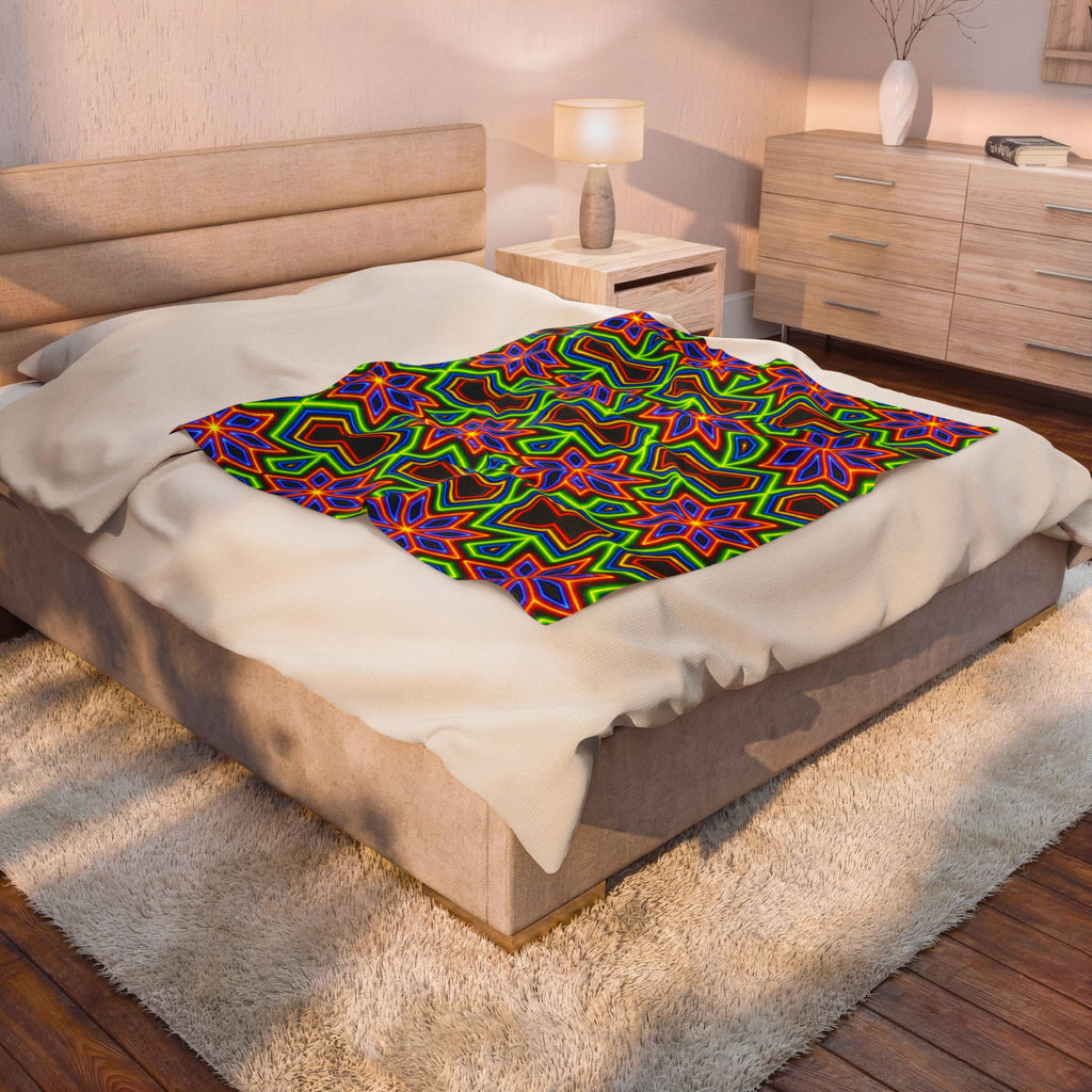 Colorful Geometric Kaleidoscope Velveteen Plush Blanket