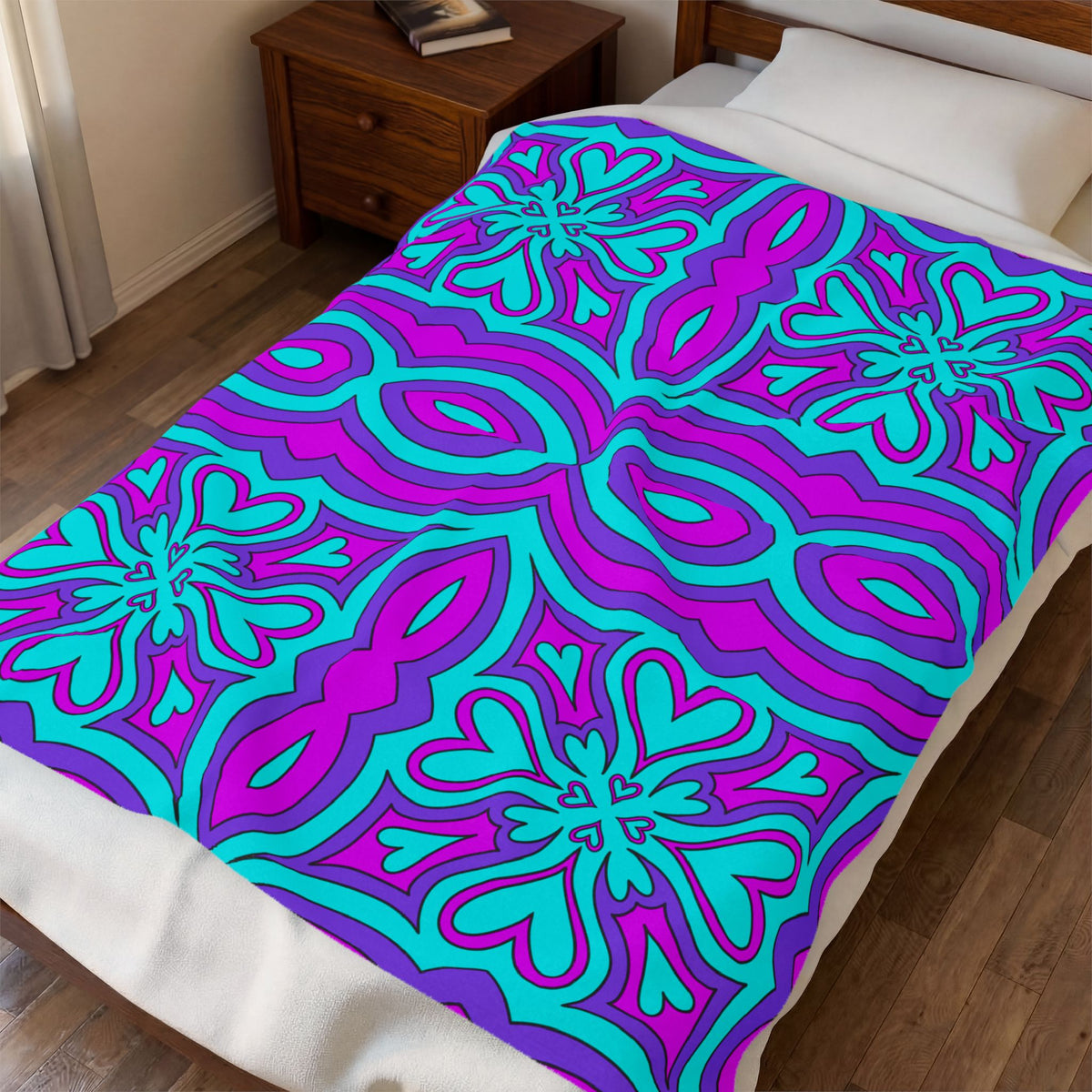 Boho Geometric Pattern Velveteen Plush Blanket